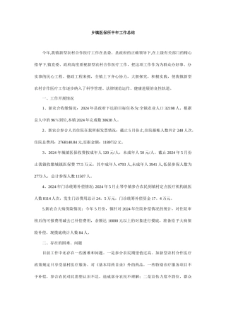 乡镇医保所半年工作总结