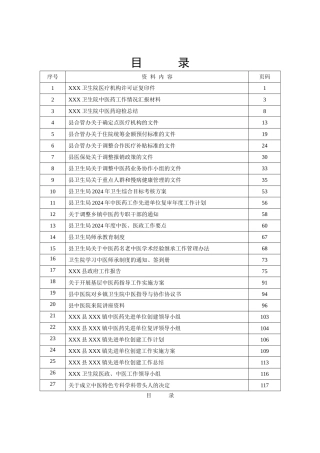 乡镇卫生院中医先进县复评目------录