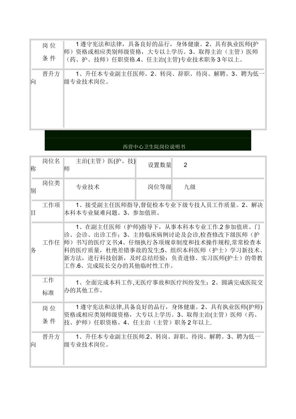 乡镇卫生院岗位说明书_第3页