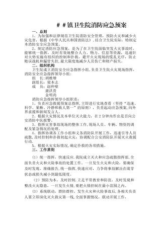乡镇卫生院消防应急预案