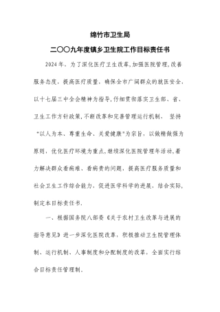 乡镇卫生院综合目标责任书