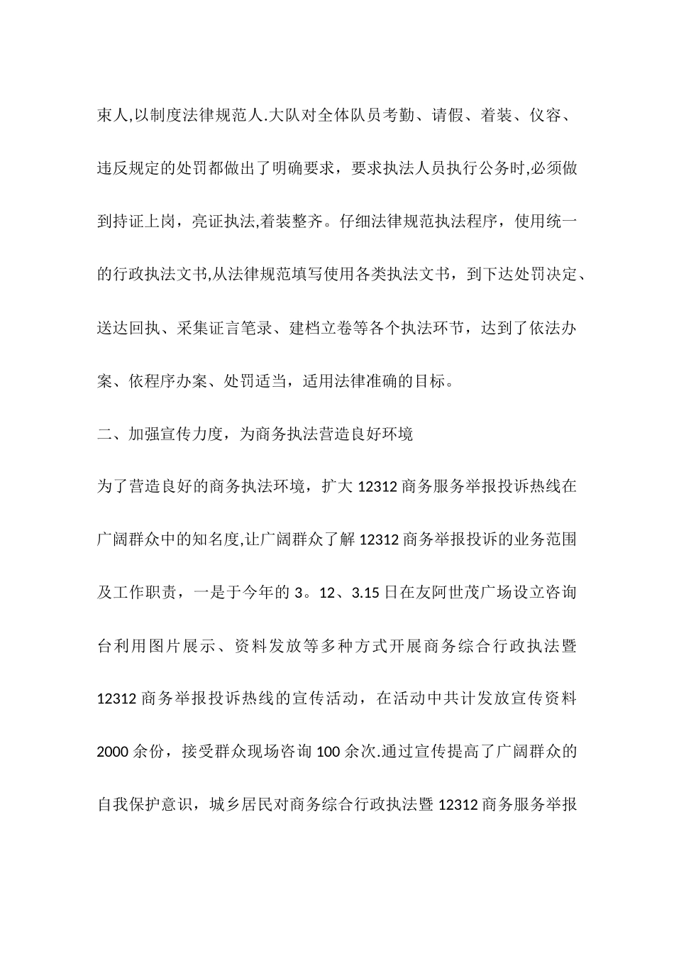 乡镇商务综合行政执法大队年度工作总结_第2页