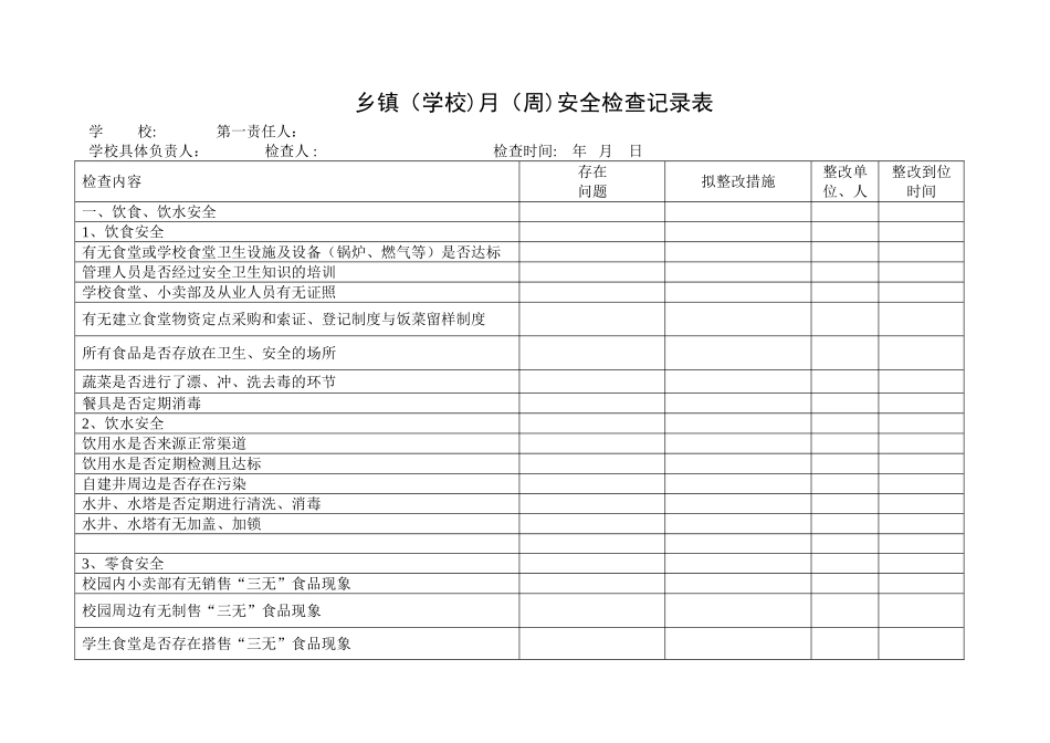 乡镇学校安全检查表_第1页