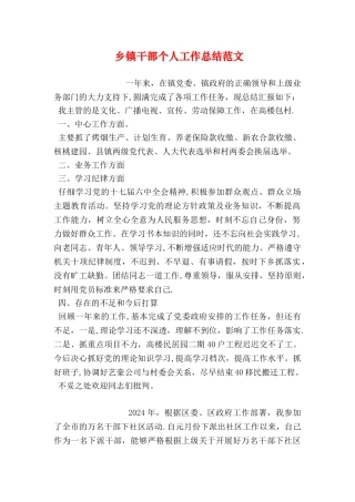 乡镇干部个人工作总结范文