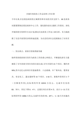 乡镇年度商务工作总结和工作打算