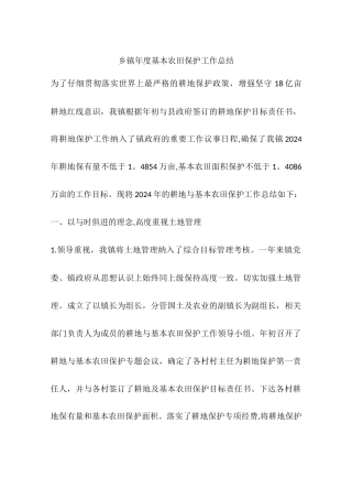 乡镇年度基本农田保护工作总结