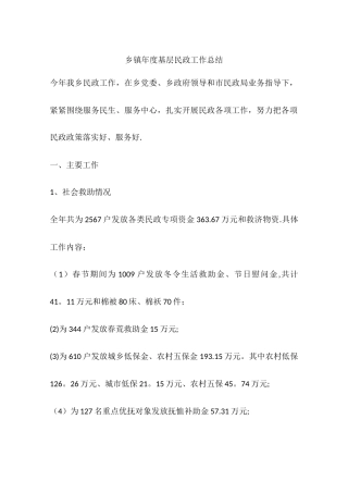 乡镇年度基层民政工作总结