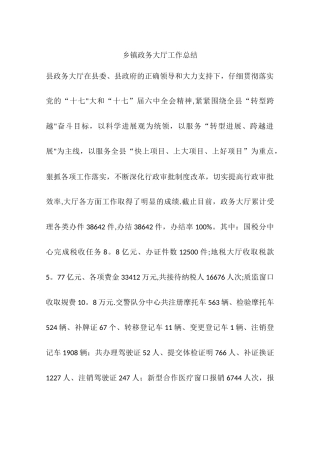 乡镇政务大厅工作总结