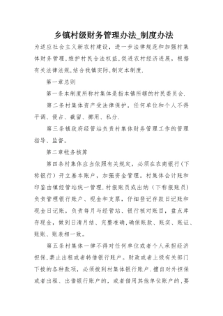 乡镇村级财务管理办法-制度办法