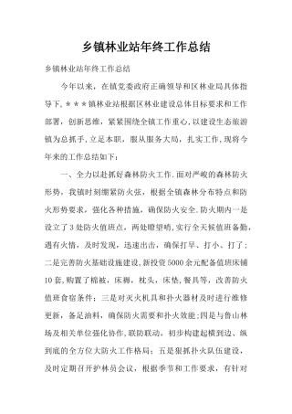 乡镇林业站年终工作总结