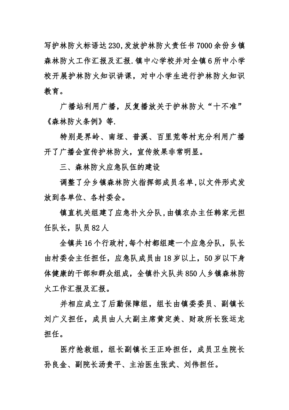 乡镇森林防火工作汇报及汇报_第3页