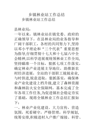 乡镇林业站工作总结