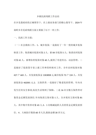乡镇民政残联工作总结