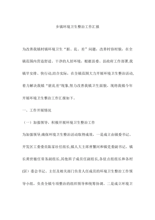 乡镇环境卫生整治工作汇报