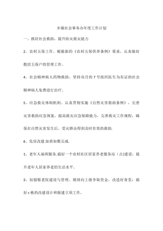 乡镇社会事务办年度工作计划