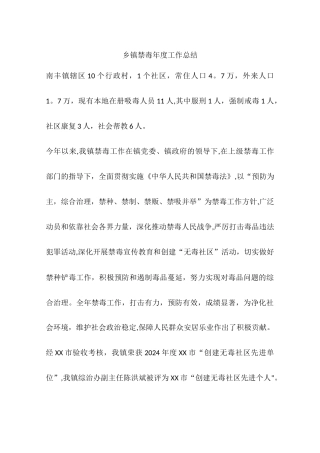 乡镇禁毒年度工作总结
