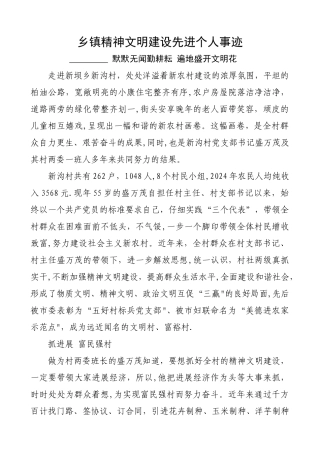 乡镇精神文明建设先进个人事迹