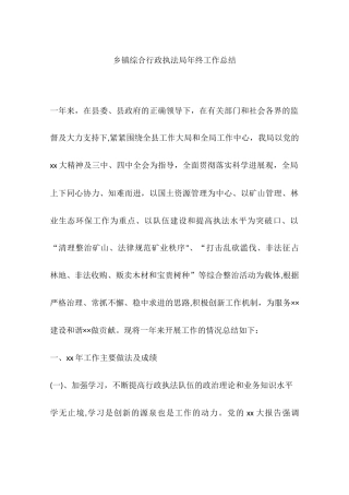 乡镇综合行政执法局年终工作总结