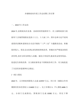乡镇财政局年度工作总结暨工作打算