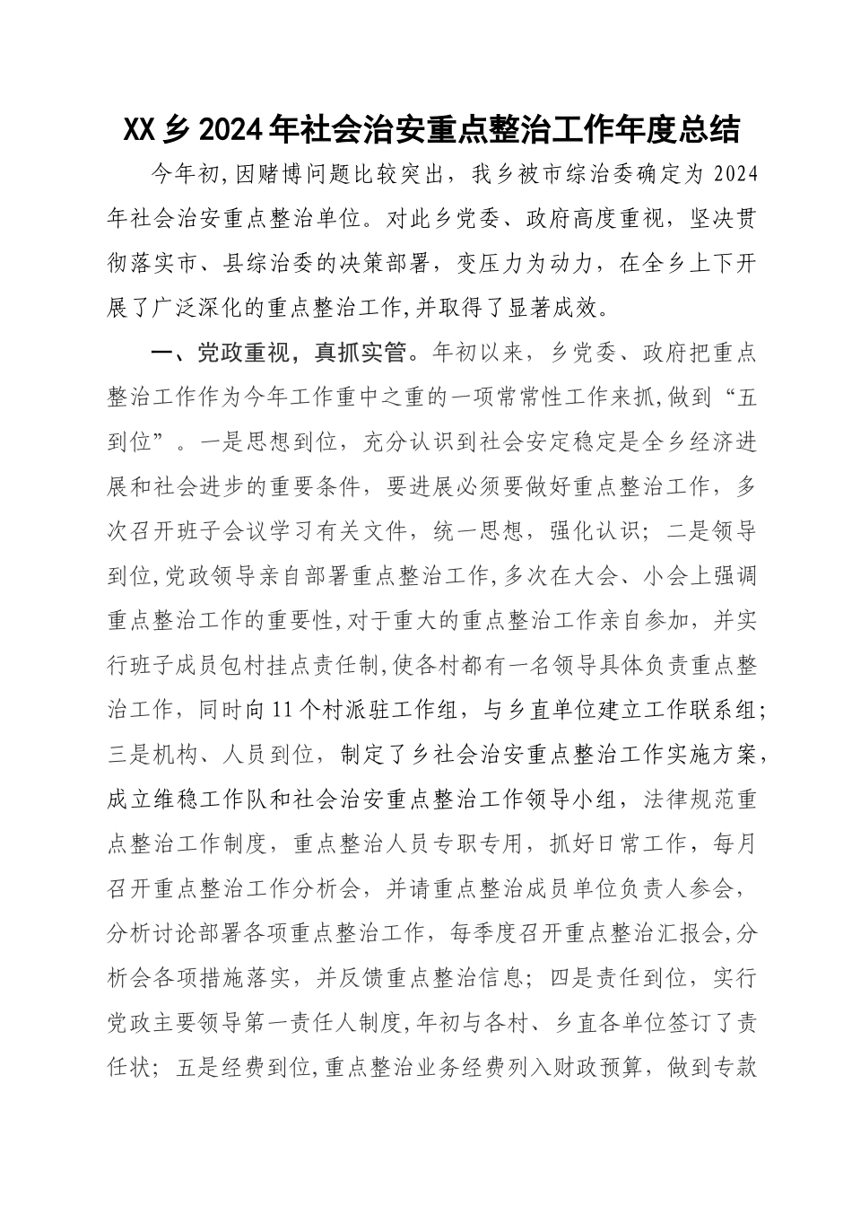 乡镇重点整治年度工作总结_第1页