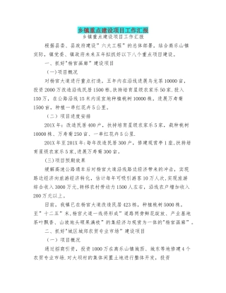 乡镇重点建设项目工作汇报