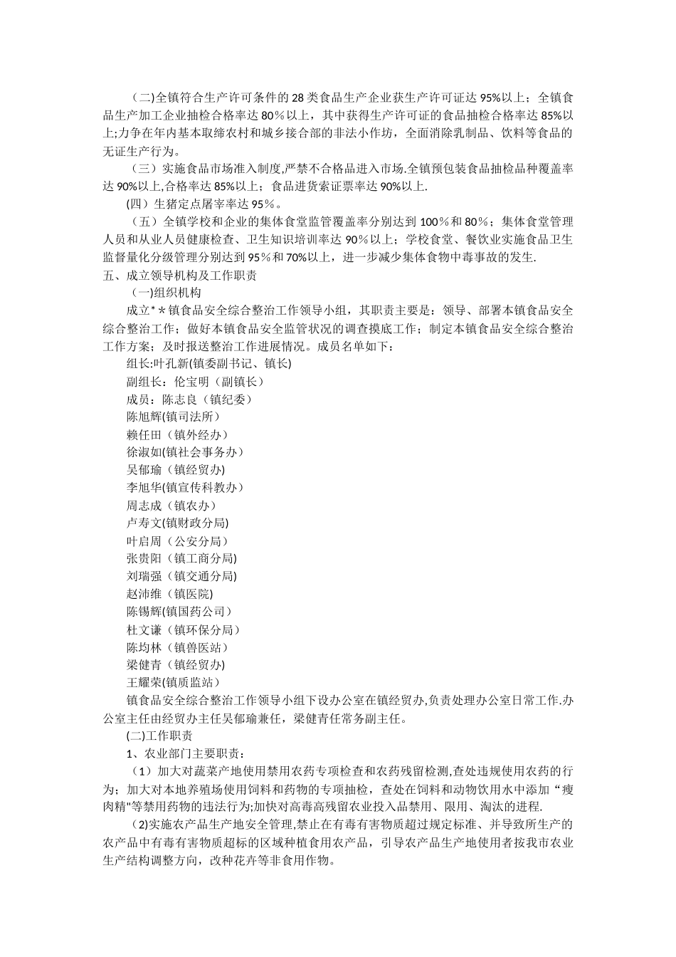 乡镇食品安全综合整治工作方案_第2页
