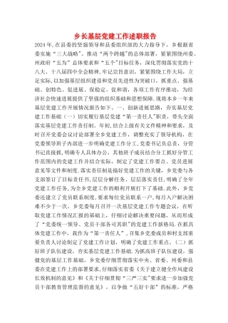 乡长基层党建工作述职报告