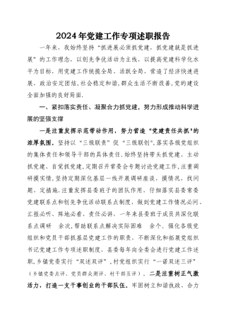 书记党建工作专项述职报告