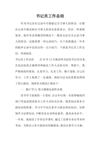 书记员工作总结