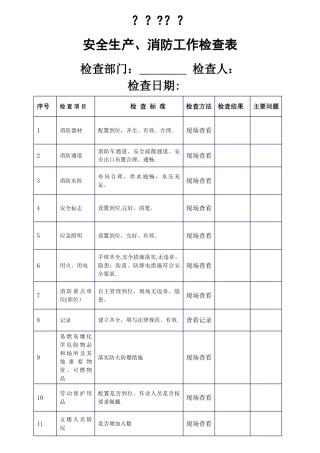 事业单位安全生产日常检查表