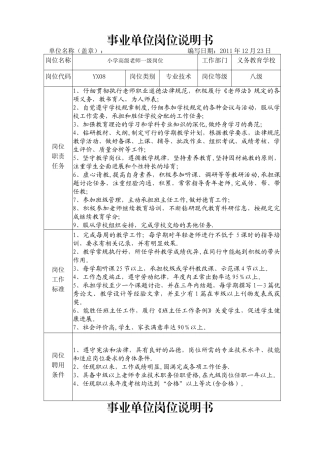 事业单位岗位说明书(学校)