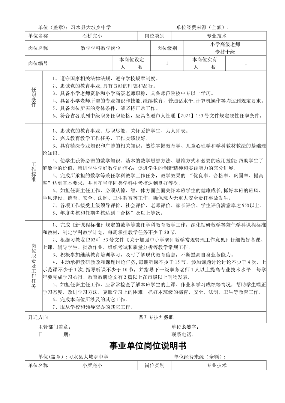 事业单位岗位说明书(小学数学)_第3页