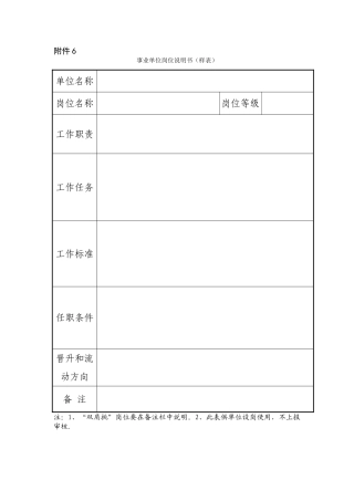 事业单位岗位说明书样表