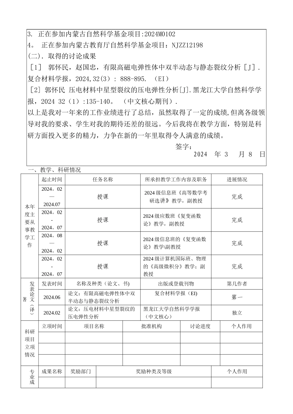 事业单位工作人员年度考核登记表-郭怀民_第2页