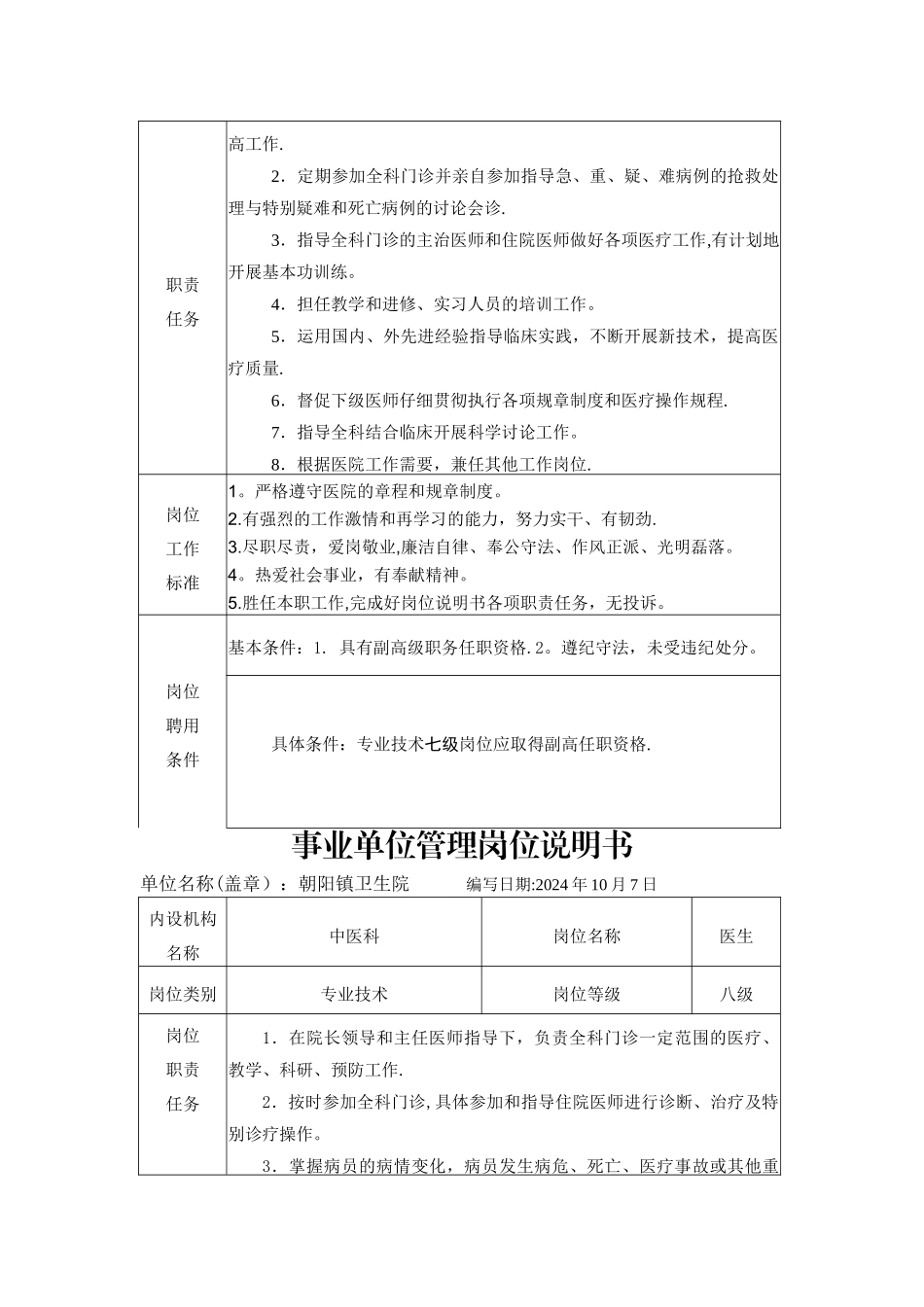 事业单位管理岗位说明书_第3页
