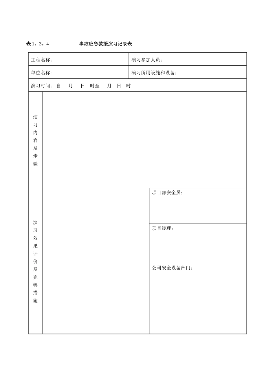 事故应急救援演习记录表_第1页