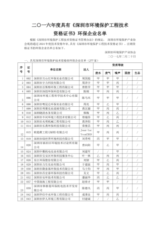 二一六具有深圳环境保护工程技术