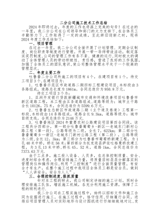 二分公司技术工作总结