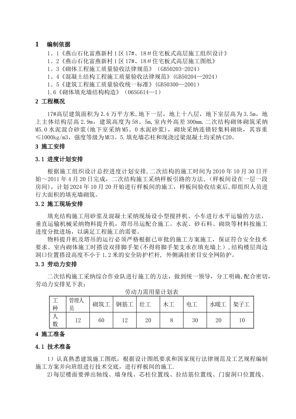 二次结构施工方案(陶粒)_第1页