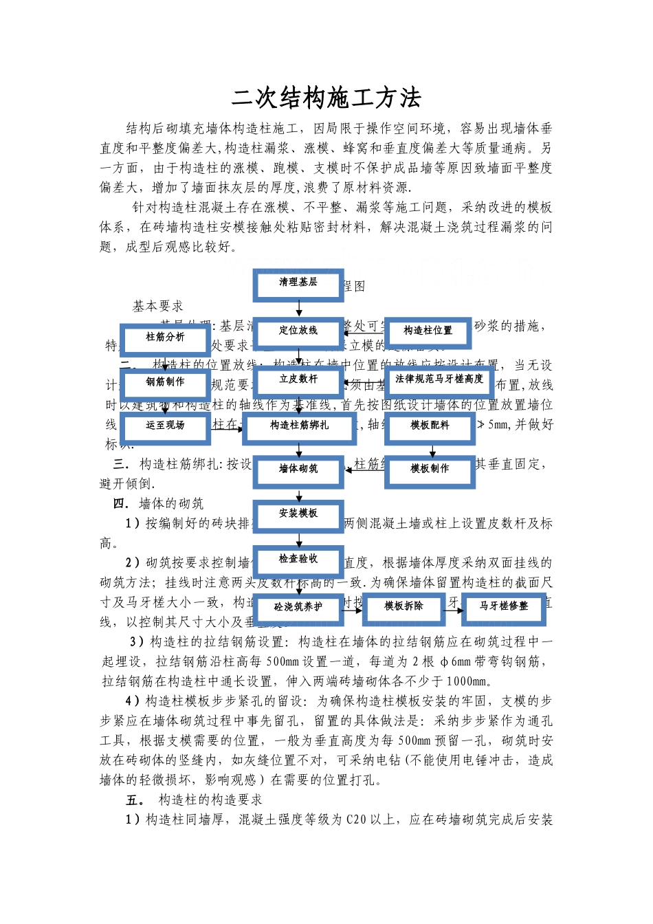 二次结构构造柱施工技术交底-secret_第1页