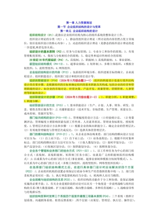 二级人力资源管理师考试复习资料(记忆重点)