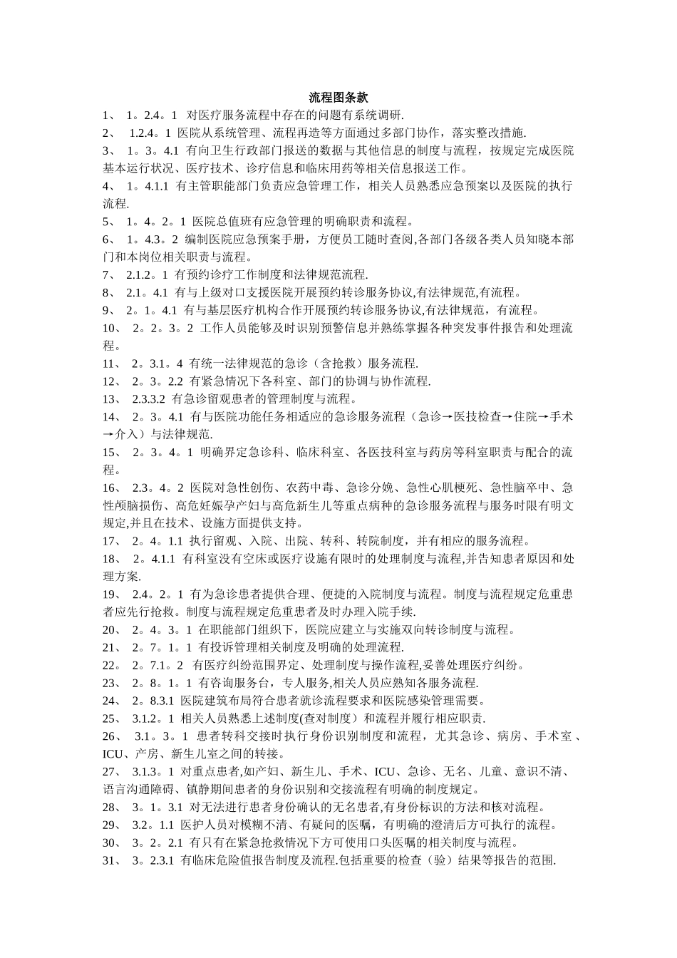 二级医院评审涉及流程图条款_第1页