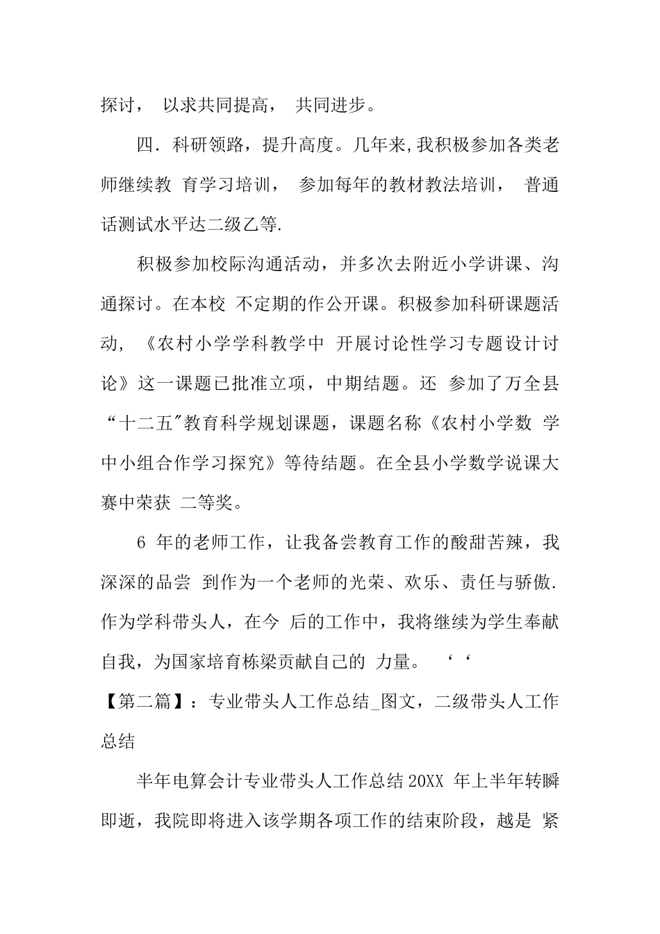 二级带头人工作总结_第3页