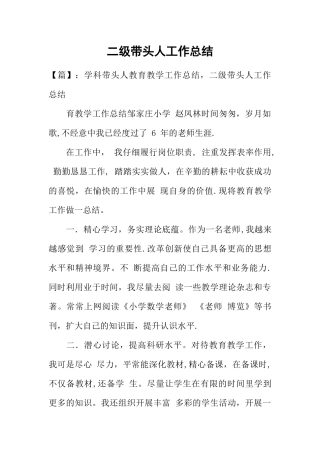 二级带头人工作总结