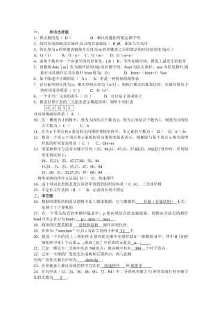 云南专升本-数据结构历年试题及答案