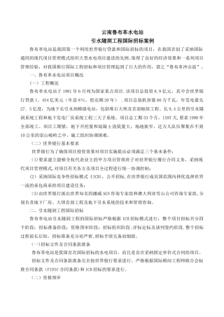云南鲁布革水电站引水隧洞工程国际招标案例