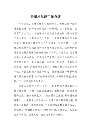 云新村党建工作点评材料