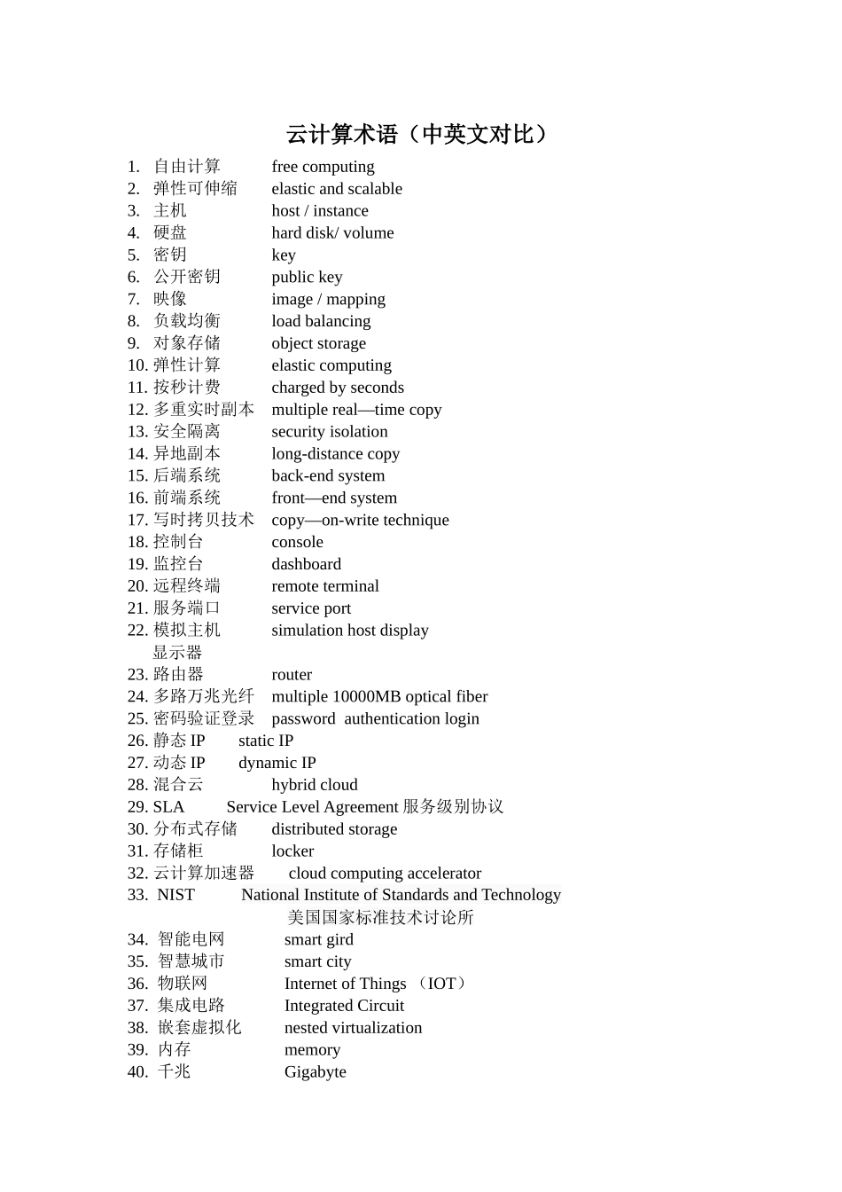 云计算中英文术语_第1页