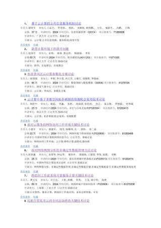 云计算相关国家自然科学基金
