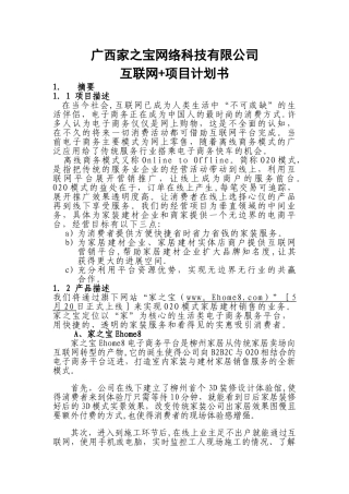 互联网联盟项目计划书